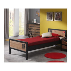 Les Tendances - Lit 1 Personne 90x200 Cm Avec Sommier Marron Et Noir - Bory