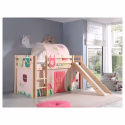 Lit Mi-Hauteur 90x200 avec Toboggan Sommier Inclus et Housse Spring Vipack Pino - Bois Marque : Vipack Gamme : Pino Matériaux ...