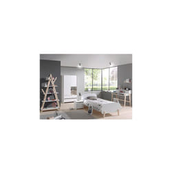 Les Tendances - Ensemble lit 90x200cm + chevet + armoire + bibliothèque + bureau- bory