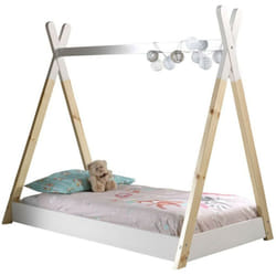 Lit tipi 70x140 pin massif clair et blanc Inia