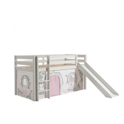 Lit Toboggan 90x200 Avec Tente Contra Pin Massif Blanc Pino