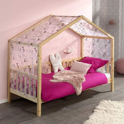 Lit Cabane 90x200 Avec Matelas Pin Massif Clair Kobi