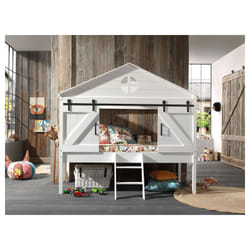 Lit Cabane 90x200 Sommier Inclus Vipack Barnie - Blanc