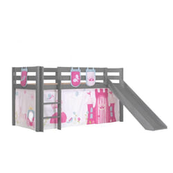 Lit Toboggan 90x200 Avec Tente Et 3 Pochettes Princesse Pin Massif Gris Pino