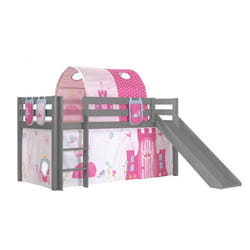 Lit Toboggan 90x200 Avec Tente Tunnel Et 3 Pochettes Princesse Pin Massif Gris Pino