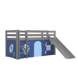 Lit Toboggan 90x200 Avec Tente Astra Pin Massif Gris Pino