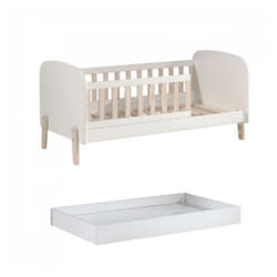 Lit Gigogne 70x140 Cm Laqué Blanc Et Pin Massif Clair Kiddy