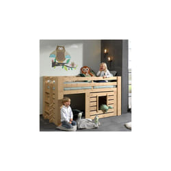 Lit cabane 90x200 sommier inclus Vipack Oliver Bois