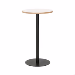Mange-debout rond STEPHAN blanc avec un pied noir - Ø 60 cm - Dimensions : 60x60x1055 cm