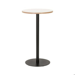 Mange-debout rond STEPHAN blanc avec un pied noir - Ø 60 cm - Dimensions : 60x60x1055 cm