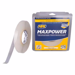 Ruban MAX POWER transparent, double face 19m x 5m. Vendu à l'unité. Ruban acrylique double face 100% transparent à forte adhé ...