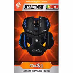 Dragon War Phantom G4.1, Ambidextre, Laser, USB Type-A, 5600 DPI, Noir, Bleu