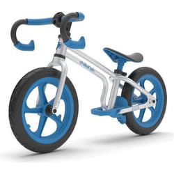 CHILLAFISH draisienne métallique FIXIE Bleu: avec guidon courbé frein à pieds et repose-pieds 2en1 pour les enfants de 2 à 5 ans