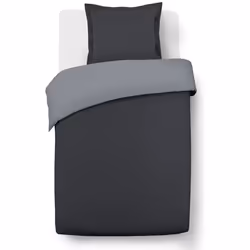 VISION - Bicolore - Housse de couette Réversible 140x200cm avec 1 taie 65x65cm - Anthracite/gris - 100% coton