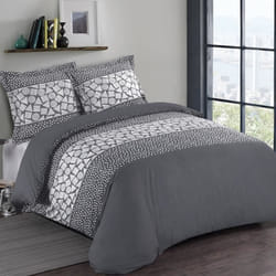 VISION Parure de couette Arthur - 100% coton - 1 housse de couette 140 x 200 cm + 1 taie doreiller 65 x 65 cm - Gris anthracite