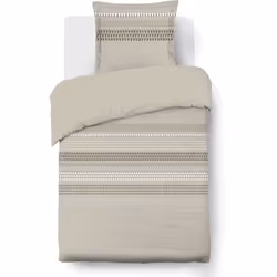 Parure Housse de couette - VISION - Anthony - 140 x 200 cm - 1 taie assortie 65 x 65 cm - Beige -  100% coton