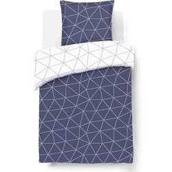 VISION - Parure housse de couette Hugo Marine - Réversible - 140x200cm - 100% coton