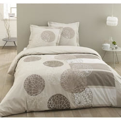 VISION Parure de couette Adèle - 100% coton - 1 housse de couette 200 x 200 cm + 2 taies doreiller 65 x 65 cm à volant plat -