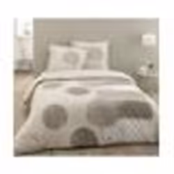 VISION Parure de couette Adèle - 100% coton - 1 housse de couette 220 x 240 cm + 2 taies doreiller 65 x 65 cm à volant plat -