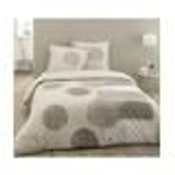 VISION Parure de couette Adèle - 100% coton - 1 housse de couette 220 x 240 cm + 2 taies doreiller 65 x 65 cm à volant plat -
