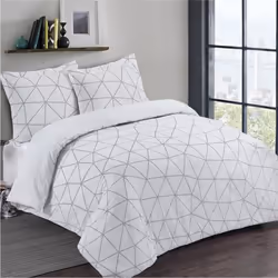 VISION Parure de couette Hugo - 100% coton - 1 housse de couette 220 x 240 cm + 2 taies doreiller 65 x 65 cm - Blanc et noir