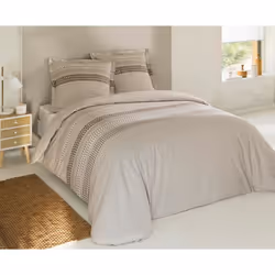 VISION Parure de couette Anthony - 100% coton - 220 x 240 cm - Beige