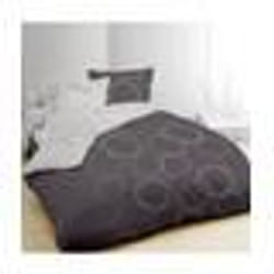VISION Parure de couette Lenny - 100% coton - 1 housse de couette 260 x 240 cm + 2 taies 65 x 65 cm - Gris anthracite