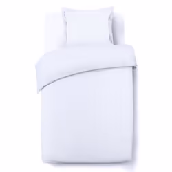 VISION - Housse de couette Unie 140x200cm avec 1 taie 65x65cm - Blanc - 100% coton