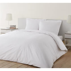 VISION - Housse de couette unie 200x200cm avec 2 taies 65x65cm - Blanc - 100% coton
