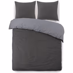 VISION Parure de couette Flanelle bicolore - 1 Housse de couette 240 x 260 cm + 2 Taies dOreillers 65 x 65 cm - Gris anthraci ...