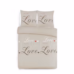 VISION Parure Housse de couette Flanelle Love 100% coton - 240x220 cm - Beige