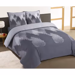 VISION - FLANELLE Forêt - Parure housse de couette 200x200cm avec 2 taies - 100% coton flanelle