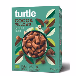 turtle Cocoa Pillows with Hazelnut Cream, Riz soufflé, 300 g, Cocoa