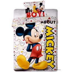 DISNEY Housse de Couette Mickey - 1 place 140 x 200 cm + 1 taie doreiller 63 x 63 cm - Multicolore