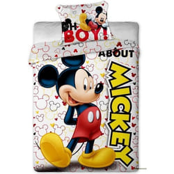 DISNEY Housse de Couette Mickey - 1 place 140 x 200 cm + 1 taie doreiller 63 x 63 cm - Multicolore