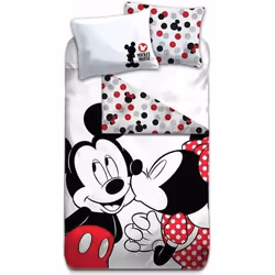 Parure de lit - Disney - Mickey et Minnie - 140x200 cm - Microfibre - Lavable en machine