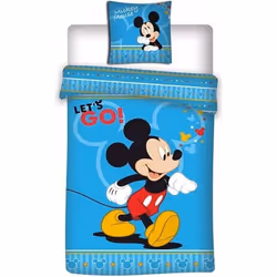 Parure de lit enfant Disney Mickey - Housse de couette 1 personne 140x200 cm + taie doreiller 63x63 cm - Bleu
