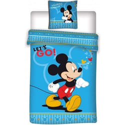 Parure de lit enfant Disney Mickey - Housse de couette 1 personne 140x200 cm + taie doreiller 63x63 cm - Bleu