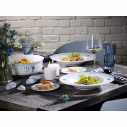 Villeroy & Boch 1023412680 Plat de service Porcelaine Bleu, Blanc Rond Dessous de plat