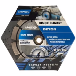 Disque diamant intensif segmenté pour matériaux de construction NORTON,Diam125mm