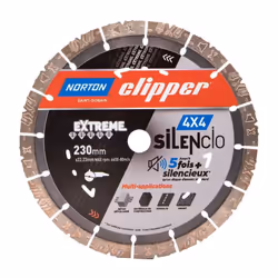 Le disque diamant 4x4 Silencio de Norton-Clipper s'utilise pour la découpe de différents types de matériaux de construction : ...
