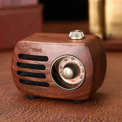 Mini Haut-Parleur Bluetooth - R818-A - Bois Noyer - Radio FM - Lecteur MP3 - Autonomie 10h