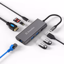 XtremeMac XWH-HUB8-13, USB Type-C, HDMI, RJ-45, USB Type-C, MiniSD, SDHC, SDXC, 40000 Mbit/s