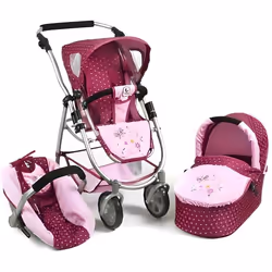 Landau Combi Poussette 3 en 1 poupée - Dim 67x43x77 cm Hauteur poignée 55 à 82 cm
