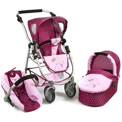 Landau Combi Poussette 3 en 1 poupée - Dim 67x43x77 cm Hauteur poignée 55 à 82 cm