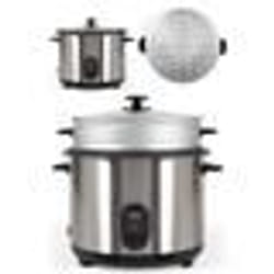 Cuiseur à Riz 2.8L 1000W GRIS INOX + Panier vapeur Revêtement antiadhésif Bol amovible Arrêt automatique