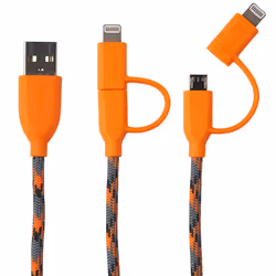 Boompods DCORA, 1 m, USB A, Micro-USB B/Lightning, Mâle/Mâle, Orange