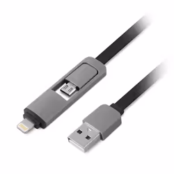 1Life CABLE USB(A) A LIGHTNING/MICROUSB 1M NEGRO câble USB USB A Micro-USB A Noir, Gris