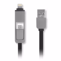1Life CABLE USB(A) A LIGHTNING/MICROUSB 1M NEGRO câble USB USB A Micro-USB A Noir, Gris