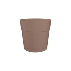 Artevasi - Pot a fleurs et plantes rond capri large - Plastique - Réservoir d'eau - diametre 35 cm - Taupe
